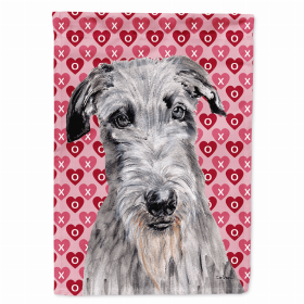 Scottish Deerhound Hearts Love and Valentine's Day Portrait Flag Garden Size