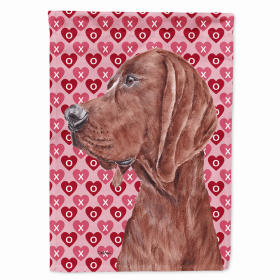 Redbone Coonhound Hearts Love and Valentine's Day Portrait Flag Garden Size