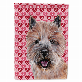 Norwich Terrier Hearts Love and Valentine's Day Portrait Flag Garden Size