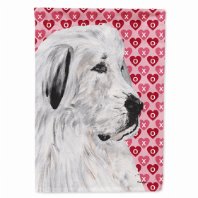 Great Pyrenees Hearts Love and Valentine's Day Portrait Flag Garden Size