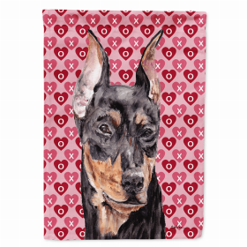 German Pinscher Hearts Love and Valentine's Day Portrait Flag Garden Size