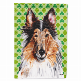 Collie Lucky Shamrock St. Patrick's Day Flag Garden Size