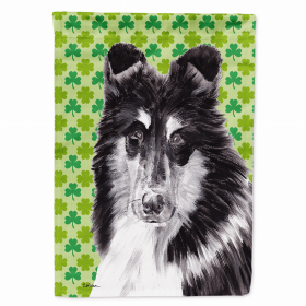 Collie #2 Lucky Shamrock St. Patrick's Day Flag Garden Size