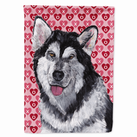 Alaskan Malamute 1 Hearts Love and Valentine's Day Portrait Flag Garden Size