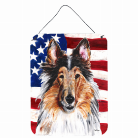 Collie USA American Flag Wall or Door Hanging Prints