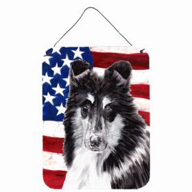 Collie 1 USA American Flag Wall or Door Hanging Prints