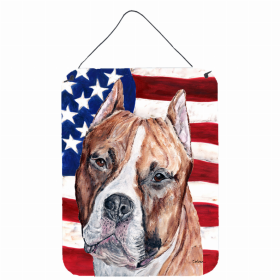 Staffordshire Bull Terrier USA American Flag Wall or Door Hanging Prints