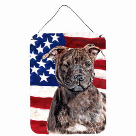 Staffordshire Bull Terrier #2 USA American Flag Wall or Door Hanging Prints