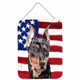 German Pinscher USA American Flag Wall or Door Hanging Prints