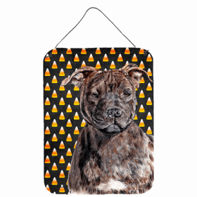 Staffordshire Bull Terrier #2 Candy Corn Halloween Design Wall or Door Hanging Prints