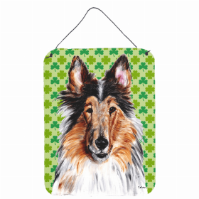 Collie St. Patrick's Day Shamrock Portrait Design Wall or Door Hanging Prints