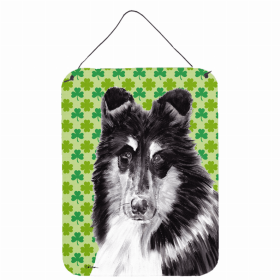 Collie #2 St. Patrick's Day Shamrock Portrait Design Wall or Door Hanging Prints