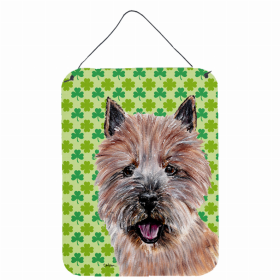 Norwich Terrier St. Patrick's Day Shamrock Portrait Design Wall or Door Hanging Prints