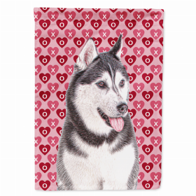 Alaskan Malamute Hearts Love and Valentine's Day Portrait Flag Garden Size