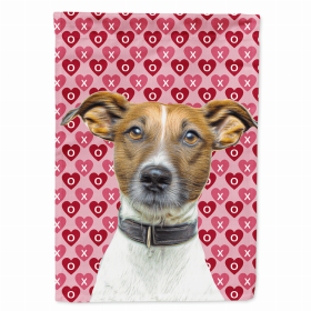 Jack Russell Terrier Hearts Love and Valentine's Day Portrait Flag Garden Size