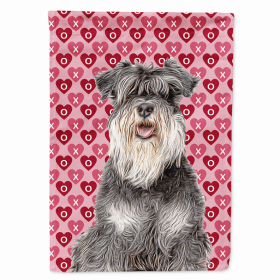 Schnauzer Hearts Love and Valentine's Day Portrait Flag Garden Size