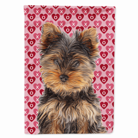 Yorkie #2 Hearts Love and Valentine's Day Portrait Flag Garden Size