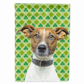 Jack Russell Terrier St. Patrick's Day Shamrock Portrait Flag Garden Size