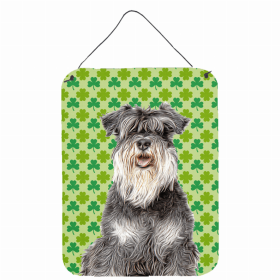 Schnauzer St. Patrick's Day Shamrock Portrait Design Wall or Door Hanging Prints