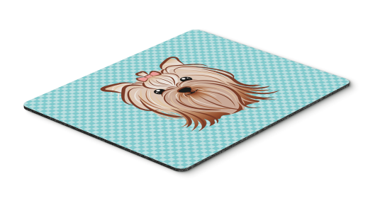 Yorkshire Terrier Blue Checkerboard Design Mouse Pad