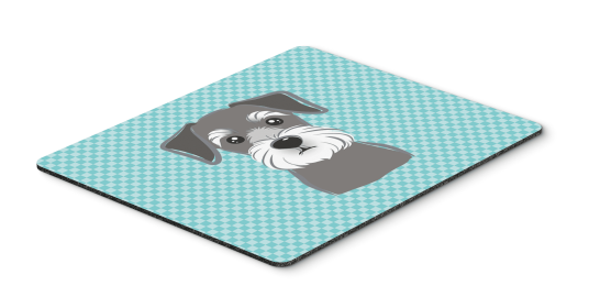 Schnauzer Blue Checkerboard Design Mouse Pad