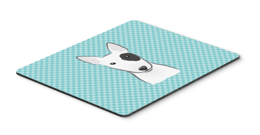 Bull Terrier Blue Checkerboard Design Hot Pad or Trivet