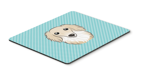 Dachshund - Longhair - Creme - Blue Checkerboard Design Hot Pad or Trivet