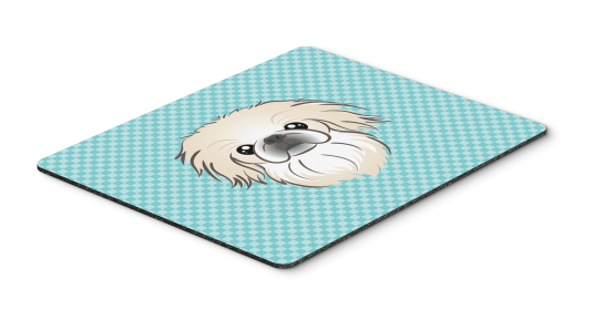 Pekingese Blue Checkerboard Design Hot Pad or Trivet