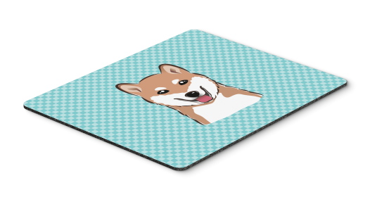 Shiba Inu Blue Checkerboard Design Mouse Pad