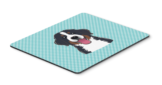 Bernese Mountain Dog Blue Checkerboard Design Hot Pad or Trivet