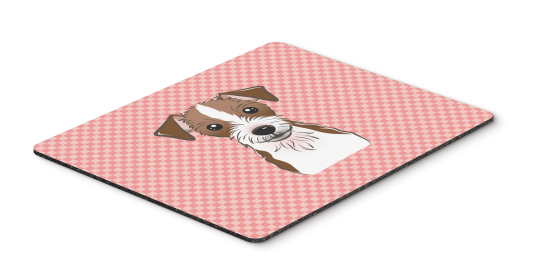 Jack Russell Terrier - Wirehair - Pink Checkerboard Design Mouse Pad