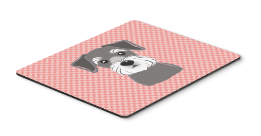 Schnauzer Pink Checkerboard Design Mouse Pad