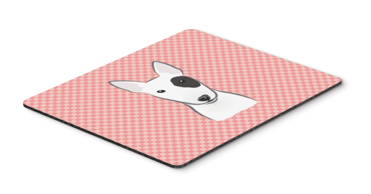 Bull Terrier Pink Checkerboard Design Mouse Pad