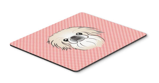 Pekingese Pink Checkerboard Design Mouse Pad