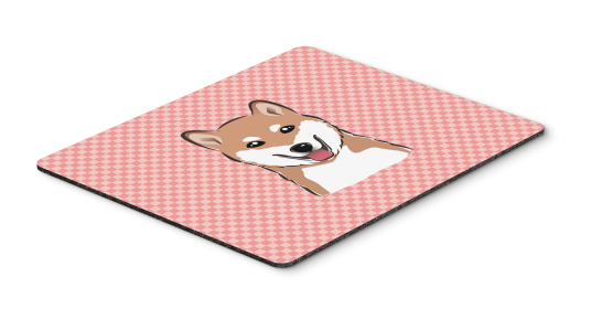 Shiba Inu Pink Checkerboard Design Mouse Pad