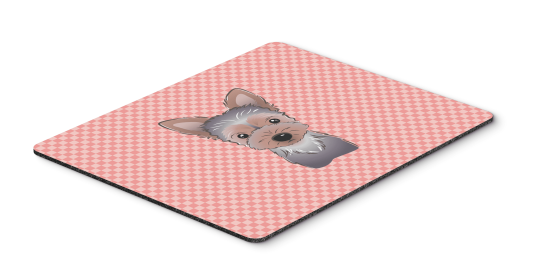 Yorkshire Terrier - Puppy - Pink Checkerboard Design Mouse Pad