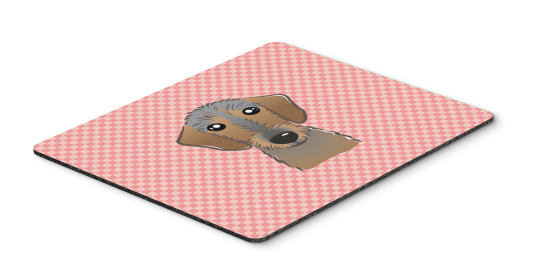 Dachshund - Wirehair - Pink Checkerboard Design Mouse Pad