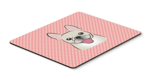 French Bulldog - Fawn - Pink Checkerboard Design Mouse Pad