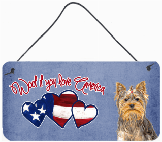 Yorkie 1 Woof If You Love America Dog Artwork Wall or Door Hanging Prints