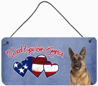 German Shepherd Woof If You Love America Dog Artwork Wall or Door Hanging Prints