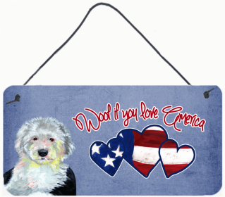 Od English Sheepdog Woof If You Love America Dog Artwork Wall or Door Hanging Prints