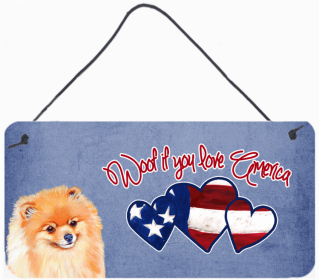 Pomeranian Woof If You Love America Dog Artwork Wall or Door Hanging Prints