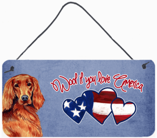 Irish Setter 1 Woof If You Love America Dog Artwork Wall or Door Hanging Prints