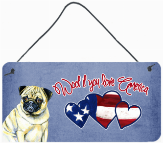 Pug 1 Woof If You Love America Dog Artwork Wall or Door Hanging Prints