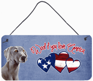 Weimaraner Woof If You Love America Dog Artwork Wall or Door Hanging Prints