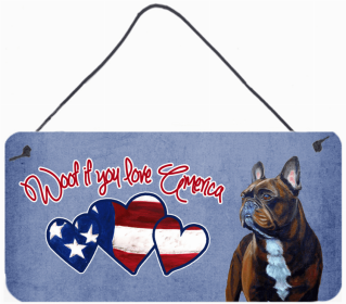 French Bulldog 1 Woof If You Love America Dog Artwork Wall or Door Hanging Prints