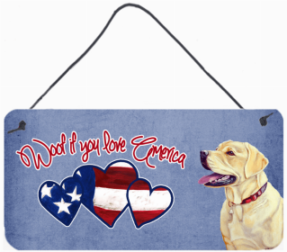 Labrador Retriever 1 Woof If You Love America Dog Artwork Wall or Door Hanging Prints