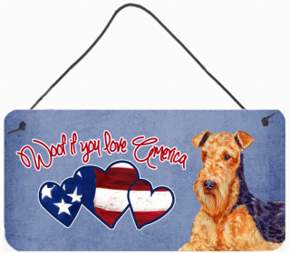 Airedale 1 Woof If You Love America Dog Artwork Wall or Door Hanging Prints