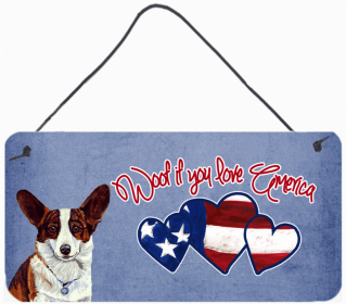 Corgi 1 Woof If You Love America Dog Artwork Wall or Door Hanging Prints