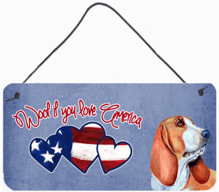 Basset Hound Woof If You Love America Dog Artwork Wall or Door Hanging Prints